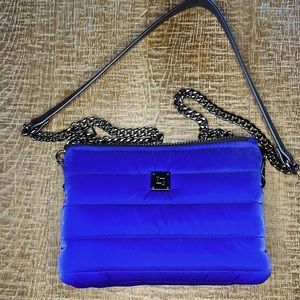 Think Rolyn Crossbody Purse Handbag Blue Purple Metallic